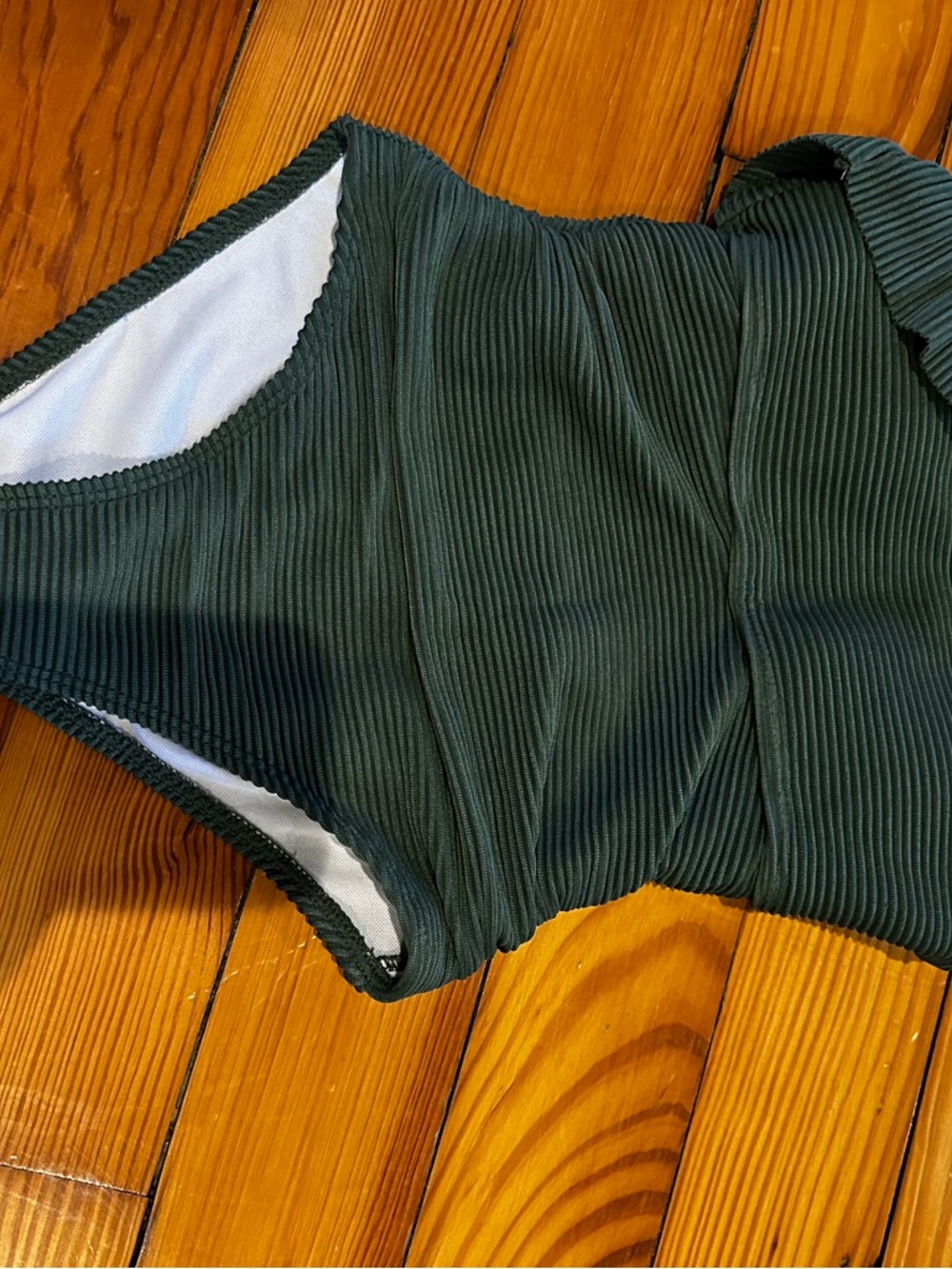 Ribbed One-Piece Swimsuit - Dark Green